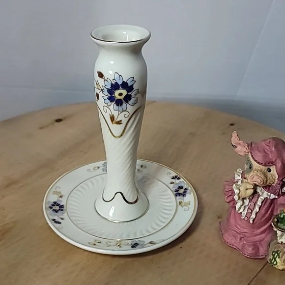 Vintage Hand Painted Zsolnay Hungary  Blue Yellow and Golden Flowers - Picture 4 of 6